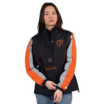 Women's Starter Black/Orange Chicago Bears Thursday Night Gridiron Half-Zip Jacket