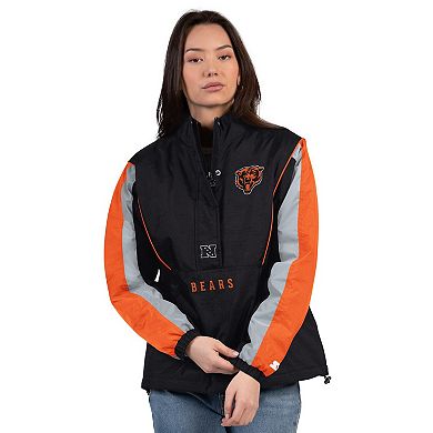 Women's Starter Black/Orange Chicago Bears Thursday Night Gridiron Half-Zip Jacket