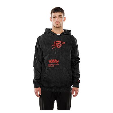 Men's New Era Black Oklahoma City Thunder Sport Night Mineral Wash Pullover Hoodie