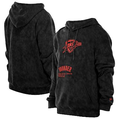 Men's New Era Black Oklahoma City Thunder Sport Night Mineral Wash Pullover Hoodie