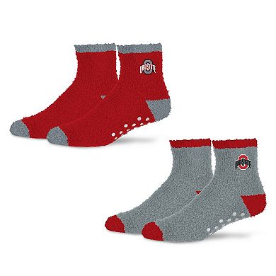 Women's Starter Scarlet/Gray Ohio State Buckeyes Home and Away Cozy Socks 2 Pack