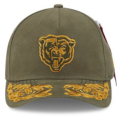 Men's New Era x Alpha Industries Olive Chicago Bears A-Frame 9FORTY Adjustable Hat