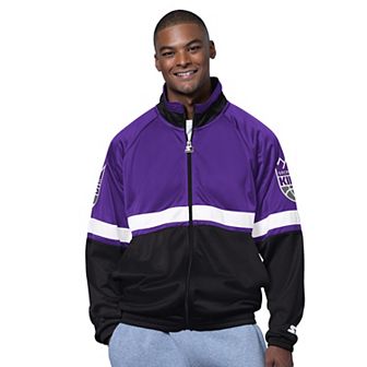 Men's Starter Purple/White Sacramento Kings The Veteran Tricot Track Full-Zip Jacket