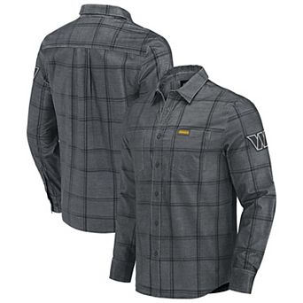 Men's Darius Rucker Collection by Fanatics Gray Washington Commanders Micro Corduroy Plaid Button Up Shirt