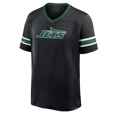 Men's Fanatics Black New York Jets Redzone Hashmark V-Neck T-Shirt