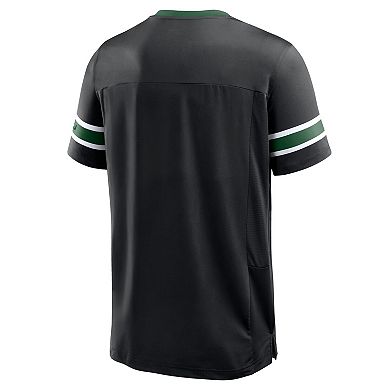 Men's Fanatics Black New York Jets Redzone Hashmark V-Neck T-Shirt