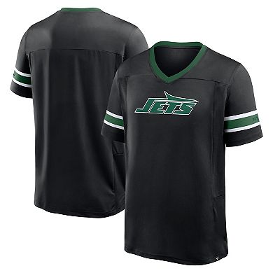 Men's Fanatics Black New York Jets Redzone Hashmark V-Neck T-Shirt