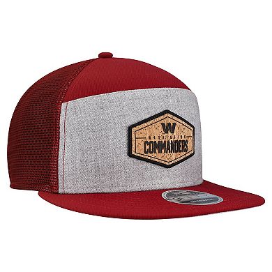 Men's New Era Gray/Burgundy Washington Commanders Cork Split Panel 9FIFTY Trucker Snapback Hat