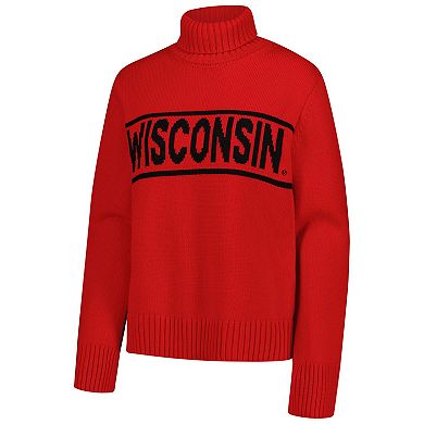 Women's Gameday Social Red Wisconsin Badgers Chenille Turtleneck Sweater