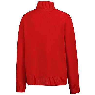 Women's Gameday Social Red Wisconsin Badgers Chenille Turtleneck Sweater