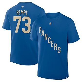 Men's Fanatics Matt Rempe Blue New York Rangers Authentic Stack Name & Number T-Shirt