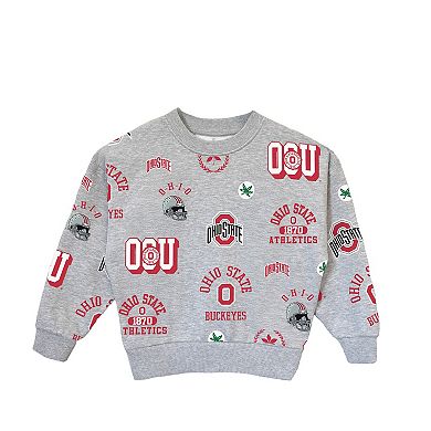 Girls Youth Gameday Couture Gray Ohio State Buckeyes Always On Repeat Pullover Sweatshirt
