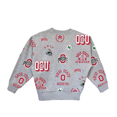 Girls Youth Gameday Couture Gray Ohio State Buckeyes Always On Repeat Pullover Sweatshirt