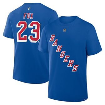 Men's Fanatics Adam Fox Blue New York Rangers Authentic Stack Name & Number T-Shirt