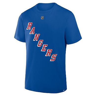 Men's Fanatics Adam Fox Blue New York Rangers Authentic Stack Name & Number T-Shirt