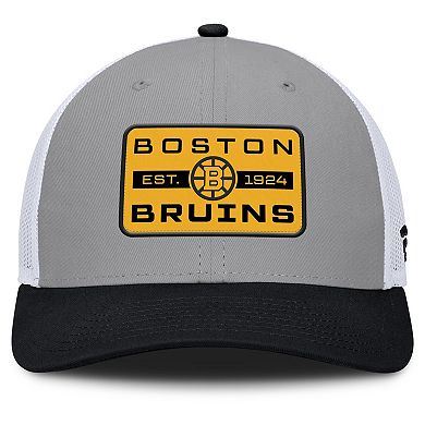 Men's Fanatics Gray/Black Boston Bruins Fundamental Adapt Trucker Adjustable Hat