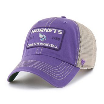 Men's '47 Purple/Tan Charlotte Hornets Wabash Patch Clean Up Adjustable Hat