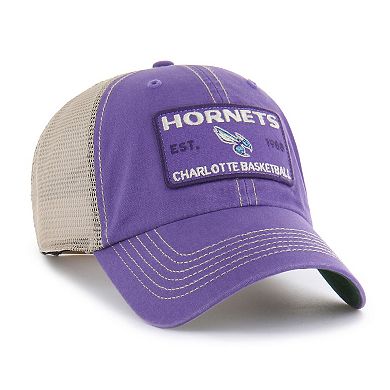 Men's '47 Purple/Tan Charlotte Hornets Wabash Patch Clean Up Adjustable Hat