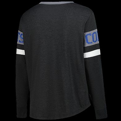 Women's New Era Black Indianapolis Colts Plus Size Throwback Lace-Up Long Sleeve T-Shirt