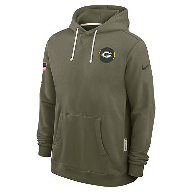 Men's Nike Olive Green Bay Packers 2025 Salute to Service Sideline Standard Issue Dri-FIT Hoodie