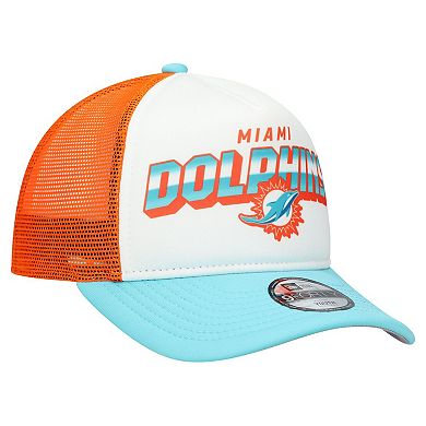 Youth New Era White/Aqua Miami Dolphins Streak 9FORTY A-Frame Adjustable Hat