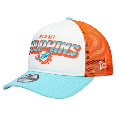 Youth New Era White/Aqua Miami Dolphins Streak 9FORTY A-Frame Adjustable Hat