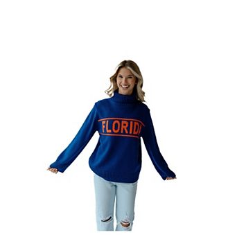 Women's Gameday Social Royal Florida Gators Chenille Turtleneck Sweater