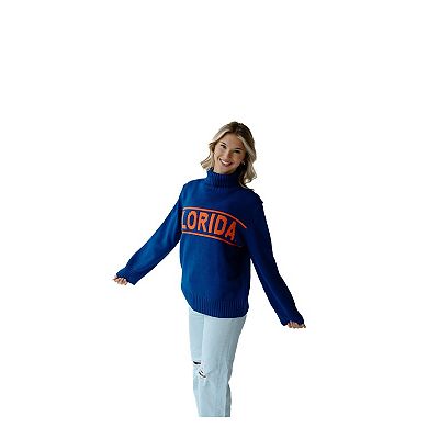 Women's Gameday Social Royal Florida Gators Chenille Turtleneck Sweater