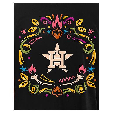 Men's New Era Black Houston Astros D _a de los Muertos Washed Oversized T-Shirt
