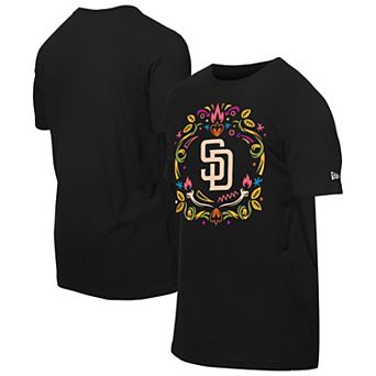 Men's New Era Black San Diego Padres D�_a de los Muertos Washed Oversized T-Shirt