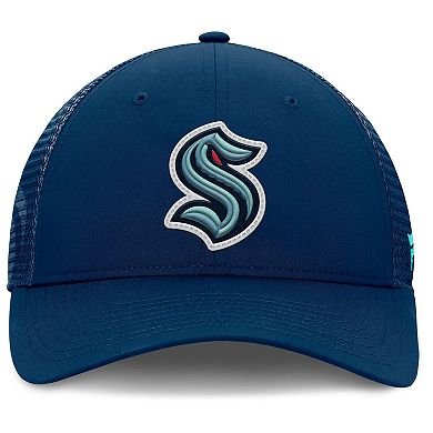 Men's Fanatics Deep Sea Blue Seattle Kraken Authentic Pro Home Ice Trucker Adjustable Hat