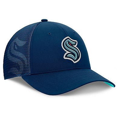 Men's Fanatics Deep Sea Blue Seattle Kraken Authentic Pro Home Ice Trucker Adjustable Hat