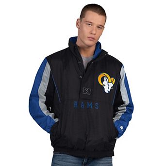 Men's Starter Black Los Angeles Rams Thursday Night Gridiron Half-Zip Jacket