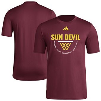 Men's adidas Maroon Arizona State Sun Devils Basketball Practice Net Arch Pregame T-Shirt