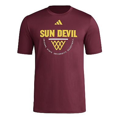 Men's adidas Maroon Arizona State Sun Devils Basketball Practice Net Arch Pregame T-Shirt