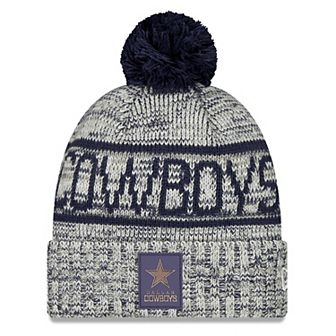 Men's New Era Gray Dallas Cowboys 2025 Sideline Cold Weather Cuffed Knit Hat with Pom