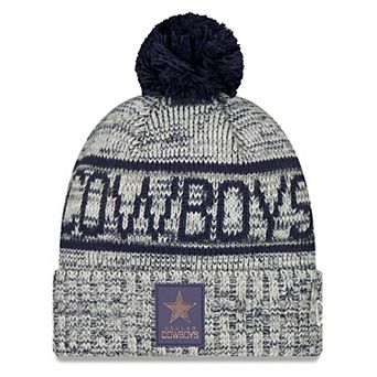 Men's New Era Gray Dallas Cowboys 2025 Sideline Cold Weather Cuffed Knit Hat with Pom