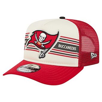 Youth New Era Cream/Red Tampa Bay Buccaneers Banner 9FIFTY A-Frame Adjustable Trucker Hat