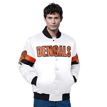 Men's Starter White Cincinnati Bengals Triple Option Satin Varsity Full-Snap Jacket