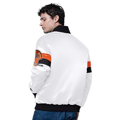 Men's Starter White Cincinnati Bengals Triple Option Satin Varsity Full-Snap Jacket