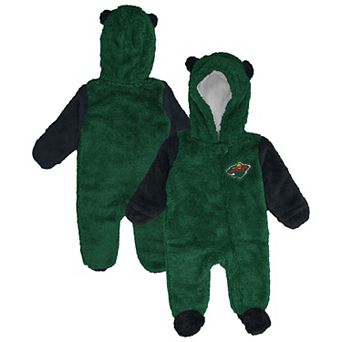 Infant & Newborn Outerstuff Green Minnesota Wild Stay Napping Fleece Bunting Full-Zip Sleeper