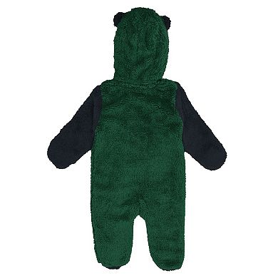 Infant & Newborn Outerstuff Green Minnesota Wild Stay Napping Fleece Bunting Full-Zip Sleeper