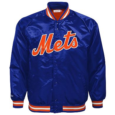 Youth Mitchell & Ness Royal New York Mets Cooperstown Collection Raglan Satin Full-Snap Jacket