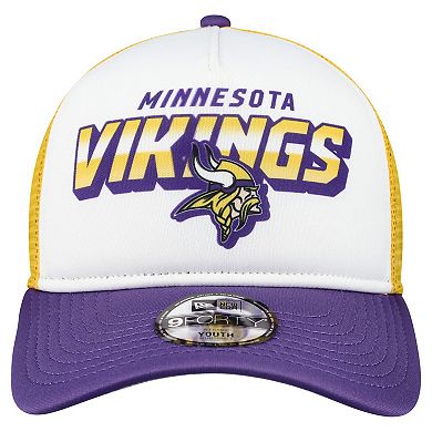 Youth New Era White/Purple Minnesota Vikings Streak 9FORTY A-Frame Adjustable Hat