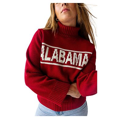 Women's Gameday Social Crimson Alabama Crimson Tide Chenille Turtleneck Sweater