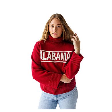 Women's Gameday Social Crimson Alabama Crimson Tide Chenille Turtleneck Sweater