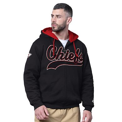 Men's Starter Black Kansas City Chiefs Big Shot Full-Zip Double Hoodie
