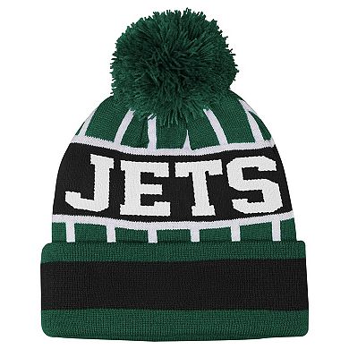 Youth Outerstuff Green New York Jets Go Fast Cuffed Knit Hat with Pom