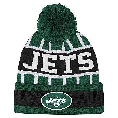 Youth Outerstuff Green New York Jets Go Fast Cuffed Knit Hat with Pom
