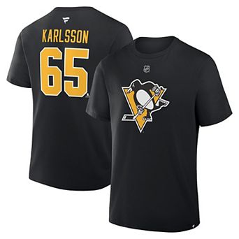 Men's Fanatics Erik Karlsson Black Pittsburgh Penguins Authentic Stack Name & Number T-Shirt